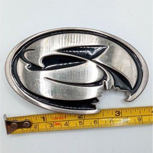 Bite Out Unknown Logo Belt Buckle Bitten Vintage Silver Black Abstract